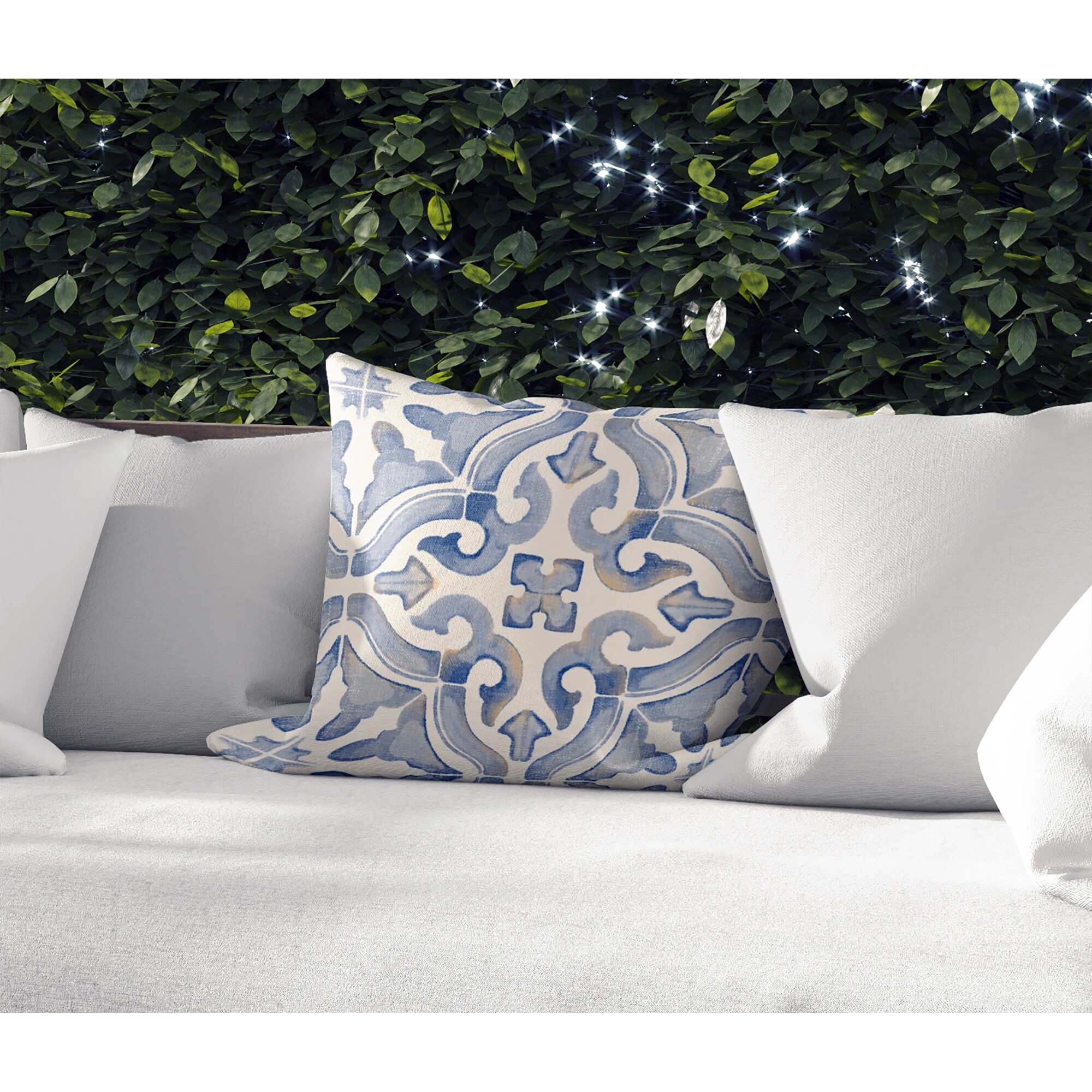 WATERCOLOR TILES BLUE Indoor Outdoor Pillow by Kavka Designs Bed Bath Beyond 36267230